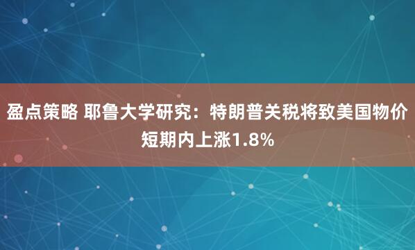 盈点策略 耶鲁大学研究：特朗普关税将致美国物价短期内上涨1.8%